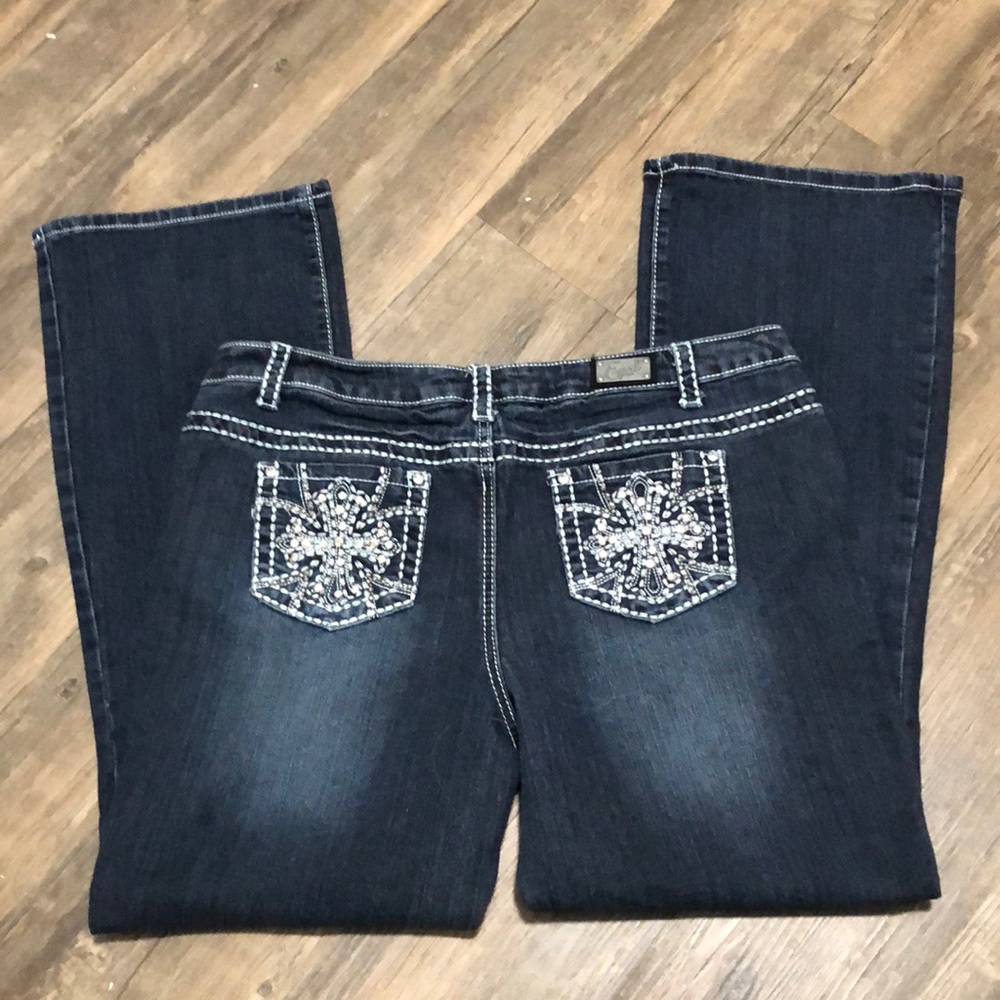 Earl Jeans Embellished Boot Cut SZ 17 Blue EUC
